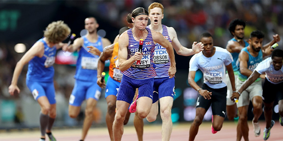 Athletes competing on a track